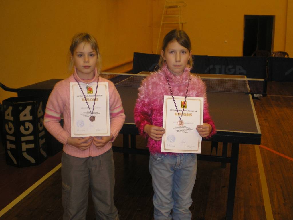 Liepājas rajona Sporta skolas galda tenisistes Jolanta Rozenbaha (pa kreisi) un Luīze Miezīte
Autors: Daiga Gabrūna