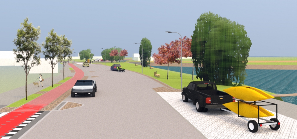 Vizualizācijas par Ezermalas ielas pārbūvi. 